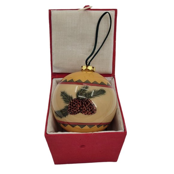 Christmas Ornament Ball Reverse Painted Pine Cones - Picture 2 of 8
